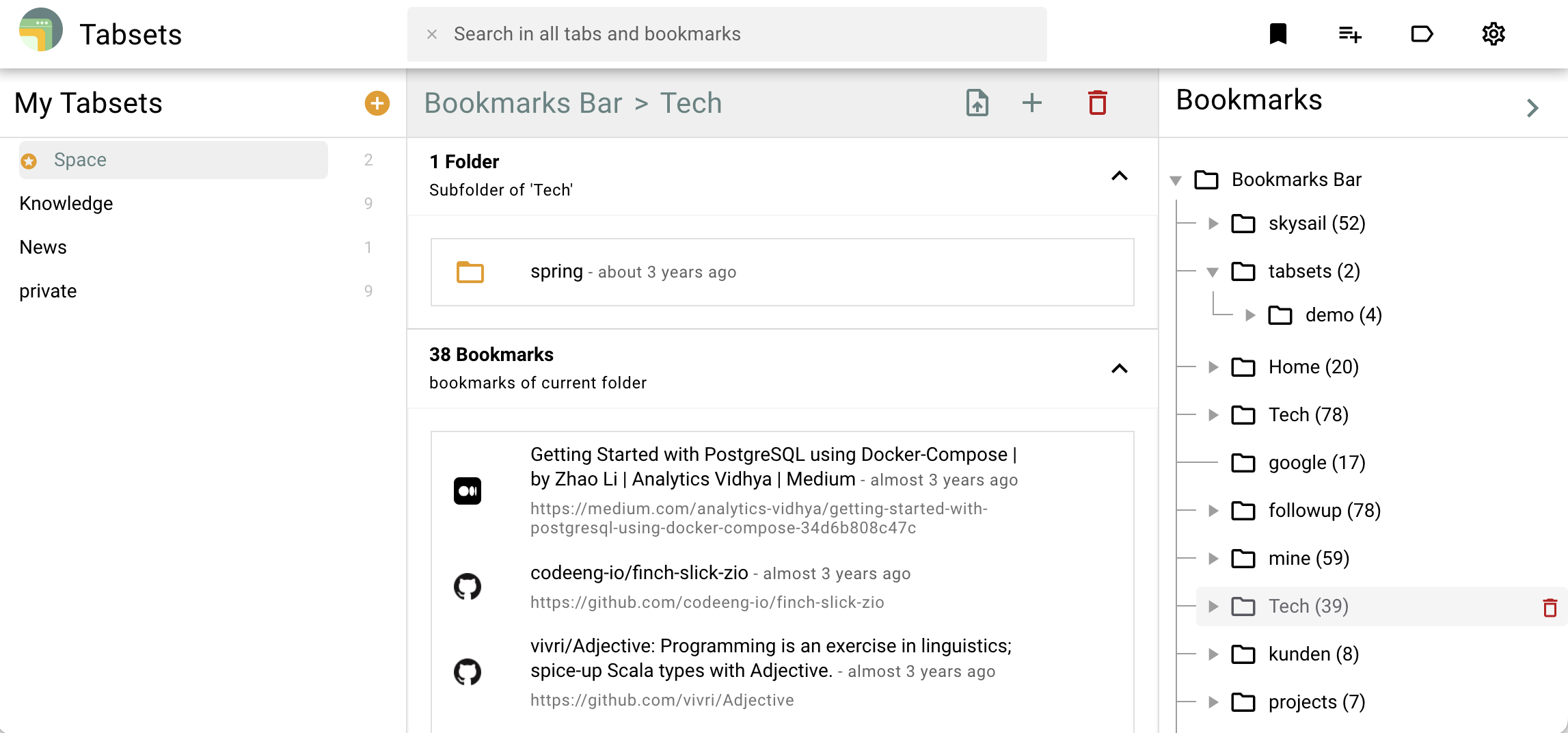 Working with Bookmarks in the full page view